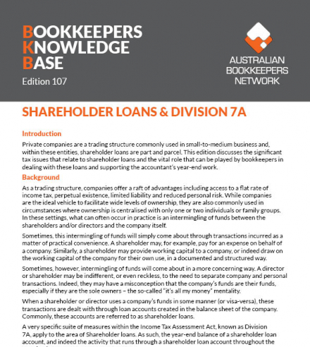 BKB Edition 107 - Shareholder Loans & Division 7A
