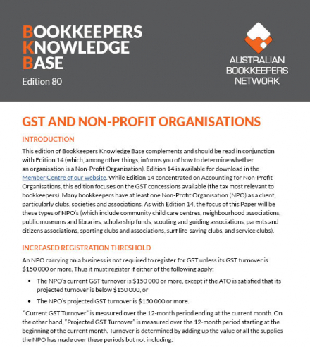Edition 80 - GST and Non-profit Organisations