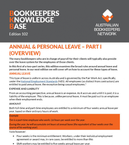 Edition 102 - Annual & Personal Leave Part 1 (Overview)