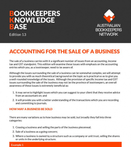 Edition 13 - Accounting for the Sale of a Business