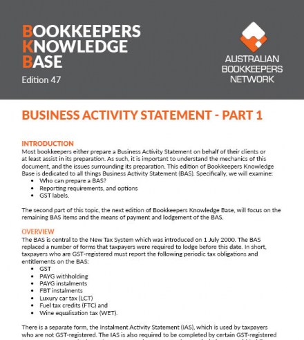 Edition 47 - Business Activity Statement - Part 1