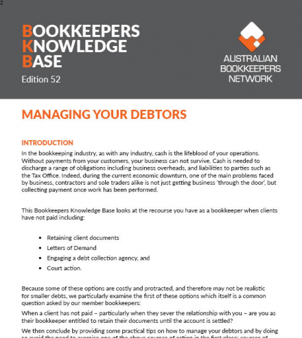 Edition 52 - Managing Your Debtors