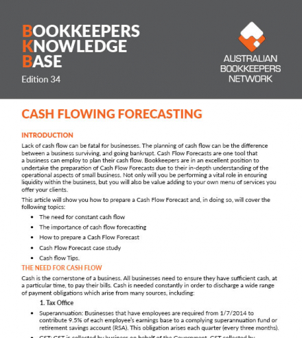 Edition 34 - Cash Flow Forecast