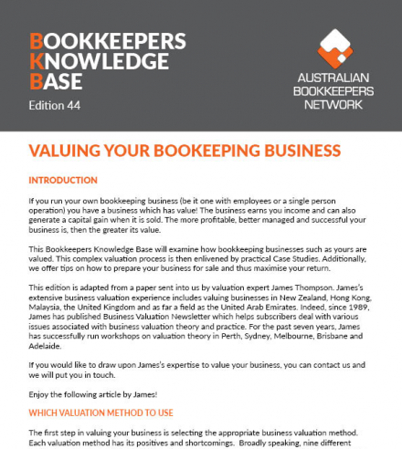 Edition 44 - Valuing Your Bookkeeping Business