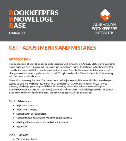 Edition 37 - GST Adjustments and Mistakes
