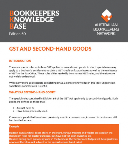 Edition 50 - GST and Second-Hand Goods