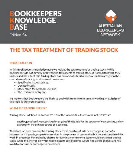 Edition 54 - The Tax Treatment of Trading Stock