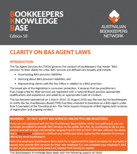 Edition 58 - Clarity on BAS Agent Laws