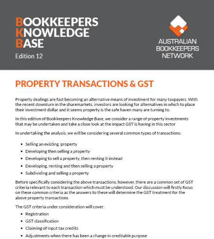 Edition 12 - Property Transactions & GST