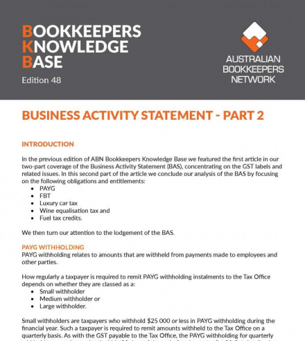 Edition 48 - Business Activity Statement - Part 2