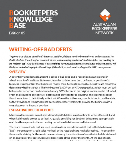 Edition 85 - Writing-Off Bad Debts
