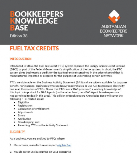 Edition 38 - Fuel Tax Credits